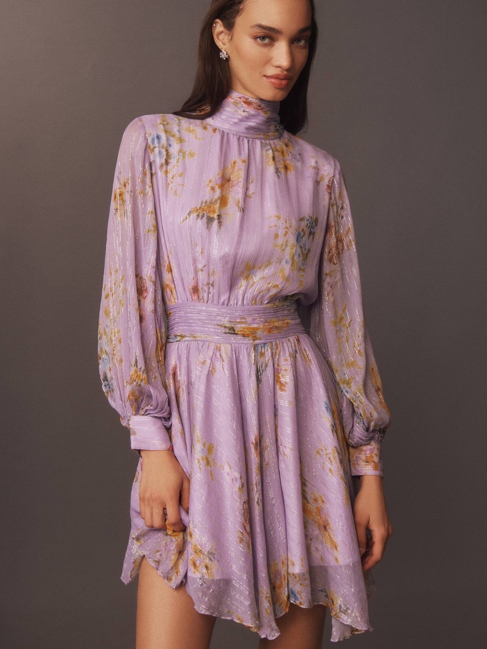 NWT Anthropologie Floral High-Neck Dress